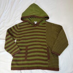 Vintage 90s Hartstrings Boho Cottagecore Striped Knit Hoodie Sweater Girls 8/10
